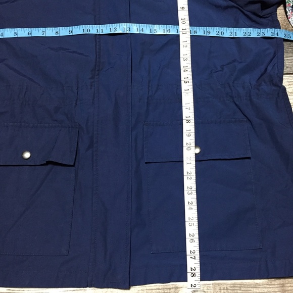 Lands End Windbreaker Jacket Women’s XL (18) Blue Full Zip Snap Removable Hood - Picture 2 of 11